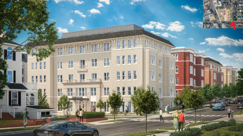 Rendering of proposed building at 4201 Garrison St NW