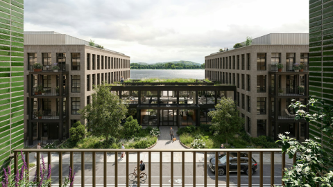 Views from west building balcony, Potomac River visible in the distance