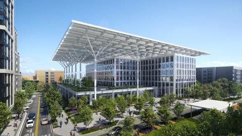 Aerial rendering of HITT Contracting's new headquarters